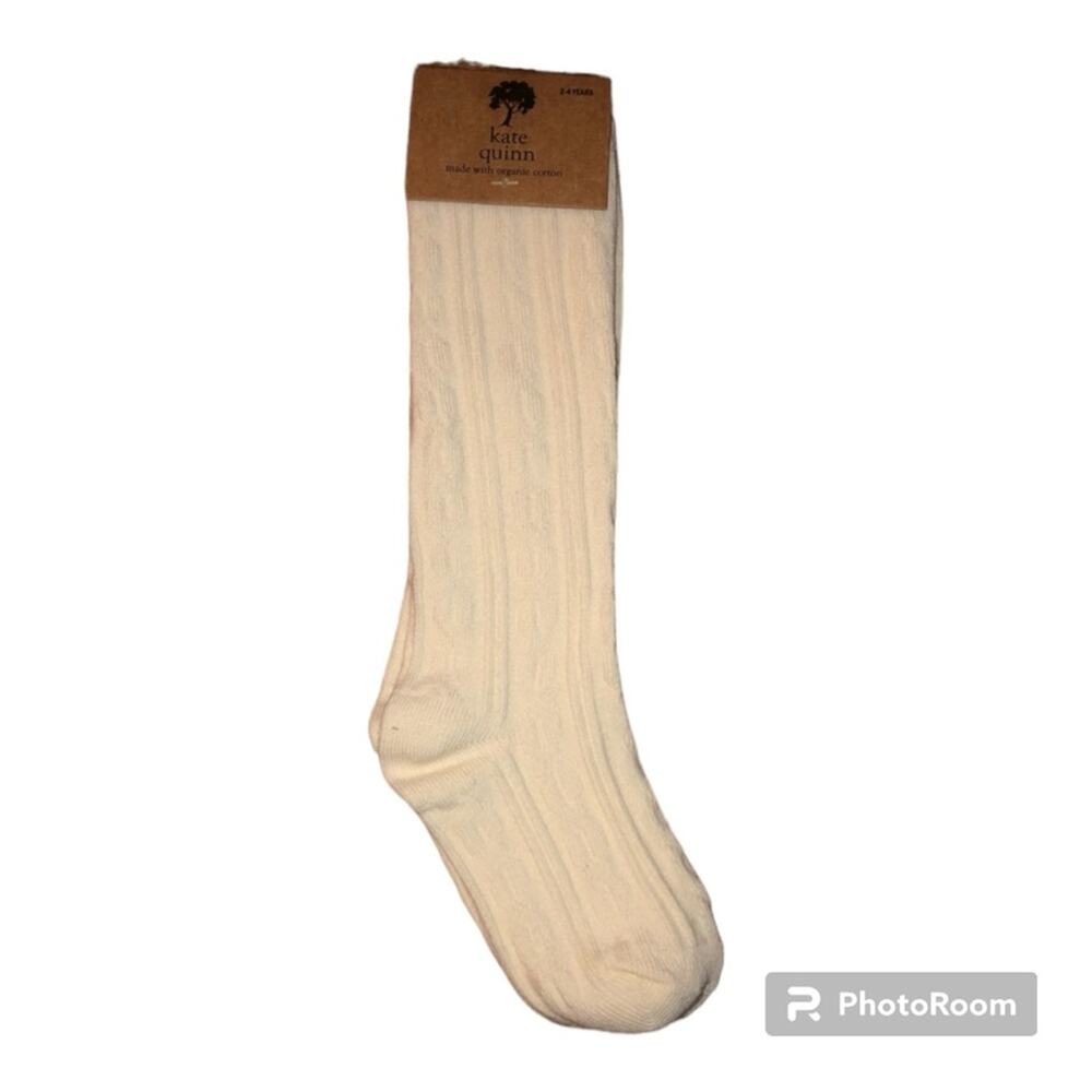 Kate Quinn Toddler Cream Cable Socks Size 2-4
